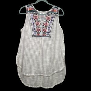 Anthropologie Floreat Tank Top Womens 8 Boho Floral Embroidered Sleeveless NWT